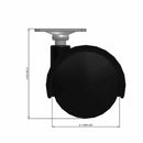 50mm Nylon Swivel Twin Wheel Caster with 1.5"x1.5" Top Plate