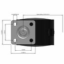 50mm Nylon Brake Twin Wheel Caster with 1.5"x1.5" Top Plate