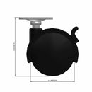 50mm Nylon Brake Twin Wheel Caster with 1.5"x1.5" Top Plate