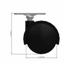 50mm Nylon Swivel Twin Wheel Caster with 1.1875"x2" Top Plate