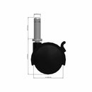 50mm Nylon Brake Twin Wheel Caster with 7/16"x1-7/16" Grip Ring