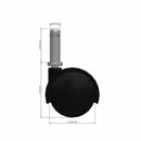 50mm Nylon Swivel Twin Wheel Caster with 7/16"x1-7/16" Grip Ring