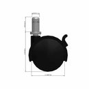 50mm Nylon Brake Twin Wheel Caster with 7/16"x7/8" Grip Ring