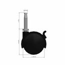 50mm Nylon Brake Twin Wheel Caster with 5/16"x1.5" Tapered Wood Stem