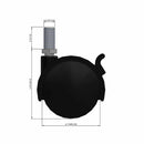 50mm Nylon Brake Twin Wheel Caster with 3/8"x3/4" Threaded Stem