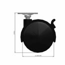 60mm Nylon Brake Twin Wheel Caster with 1.5"x1.5" Top Plate