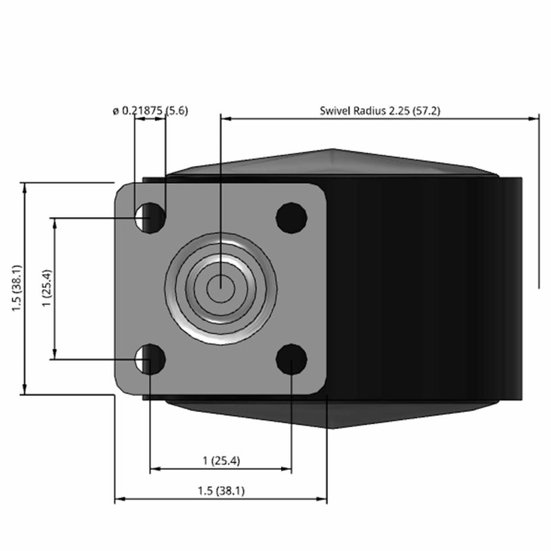 60mm Nylon Swivel Twin Wheel Caster with 1.5"x1.5" Top Plate