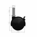 60mm Nylon Brake Twin Wheel Caster with 7/16"x1-7/16" Grip Ring