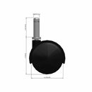 60mm Nylon Swivel Twin Wheel Caster with 7/16"x1-7/16" Grip Ring