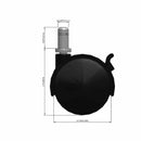 60mm Nylon Brake Twin Wheel Caster with 7/16"x7/8" Grip Ring