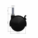 60mm Nylon Brake Twin Wheel Caster with 5/16"x1" Threaded Stem