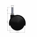 60mm Nylon Swivel Twin Wheel Caster with 5/16"x1" Threaded Stem