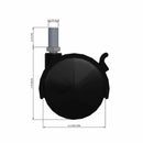 60mm Nylon Brake Twin Wheel Caster with 3/8"x3/4" Threaded Stem