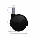 60mm Nylon Swivel Twin Wheel Caster with 3/8"x3/4" Threaded Stem