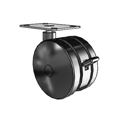 100mm High-Load Nylon Twin Wheel Caster with Brake and 2.625"x3.75" Plate