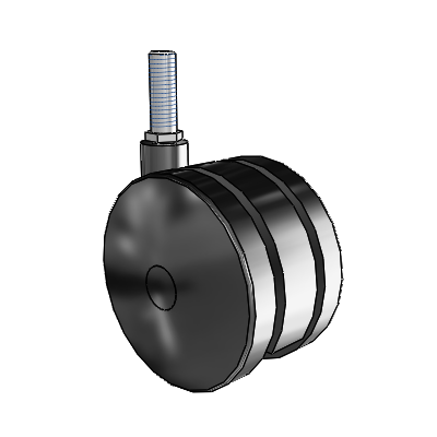100mm High-Load Nylon Twin Wheel Caster with 1/2"x1.5" Thread