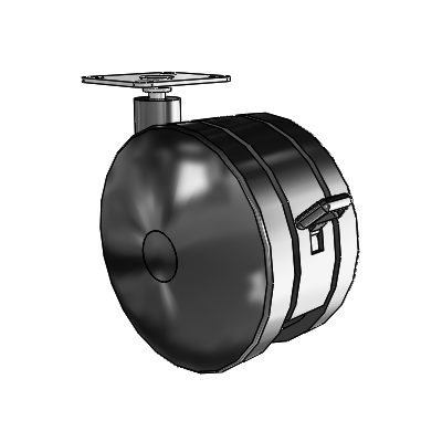 125mm High-Load Nylon Twin Wheel Caster with Brake and 2-3/16"x2-9/16" Plate