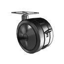 125mm High-Load Urethane Tread Twin Wheel with Brake and 2.625"x3.75" Plate