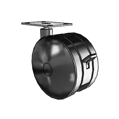125mm High-Load Nylon Twin Wheel Caster with Brake and 2.625"x3.75" Plate