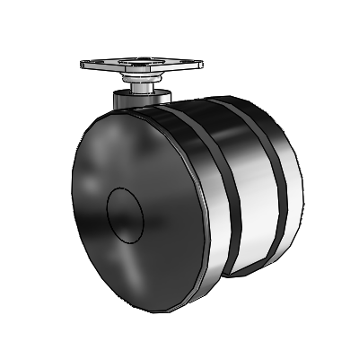 75mm High-Load Nylon Twin Wheel Caster with 1.5"x1.5" Plate