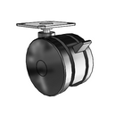 75mm High-Load Nylon Twin Wheel Caster with Brake and 2-3/16"x2-9/16" Plate