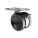 75mm High-Load Urethane Tread Twin Wheel with Brake and 2.625"x3.75" Plate