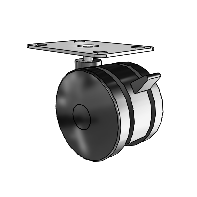 75mm High-Load Nylon Twin Wheel Caster with Brake and 2.625"x3.75" Plate