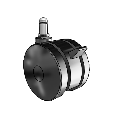 75mm High-Load Nylon Twin Wheel Caster with Brake and 7/16"x7/8" Grip Ring