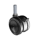 75mm High-Load Urethane Tread Twin Wheel with Brake and 1/2"x1.5" Thread