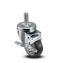 Main view of a Pemco Casters 3" x 1.25" wide wheel Swivel caster with 1/2"-13 x 1-1/2" stud, with a side locking brake, Thermo-Urethane wheel and 270 lb. capacity part