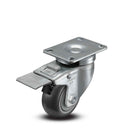 Main view of a Pemco Casters 3" x 1.25" wide wheel Swivel caster with 2-5/8" x 3-3/4" top plate, with a top total locking brake, Thermo-Urethane wheel and 270 lb. capacity part