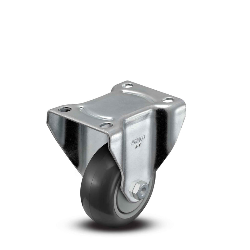 Main view of a Pemco Casters 3" x 1.25" wide wheel Rigid caster with 2-5/8" x 3-3/4" top plate, without a brake, Thermo-Urethane wheel and 270 lb. capacity part