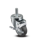 Main view of a Pemco Casters 3" x 1.25" wide wheel Swivel caster with 1/2"-13 x 1-1/2" stud, with a side locking brake, Thermoplastic Rubber wheel and 210 lb. capacity part