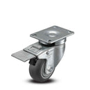 Main view of a Pemco Casters 3" x 1.25" wide wheel Swivel caster with 2-5/8" x 3-3/4" top plate, with a top total locking brake, Thermoplastic Rubber wheel and 210 lb. capacity part