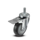 Main view of a Pemco Casters 4" x 1.25" wide wheel Swivel caster with 1/2"-13 x 1-1/2" stud, with a top total locking brake, Thermo-Urethane wheel and 275 lb. capacity part