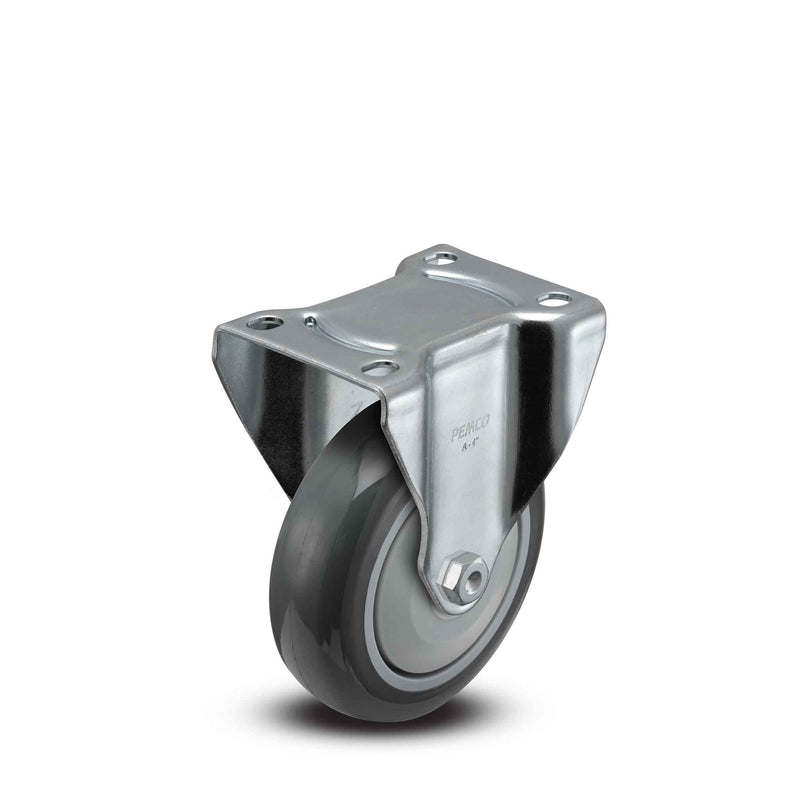 Main view of a Pemco Casters 4" x 1.25" wide wheel Rigid caster with 2-5/8" x 3-3/4" top plate, without a brake, Thermo-Urethane wheel and 275 lb. capacity part
