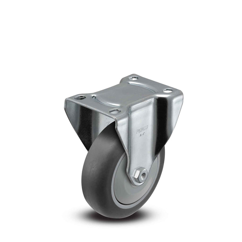 Main view of a Pemco Casters 4" x 1.25" wide wheel Rigid caster with 2-5/8" x 3-3/4" top plate, without a brake, Thermoplastic Rubber wheel and 275 lb. capacity part