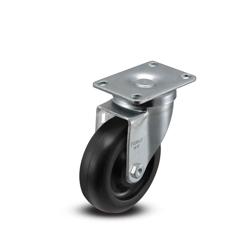 Main view of a Pemco Casters 4" x 1.25" wide wheel Swivel caster with 2-5/8" x 3-3/4" top plate, without a brake, Polypropylene wheel and 300 lb. capacity part