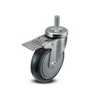 Main view of a Pemco Casters 5" x 1.25" wide wheel Swivel caster with 1/2"-13 x 1-1/2" stud, with a top total locking brake, Thermo-Urethane wheel and 350 lb. capacity part