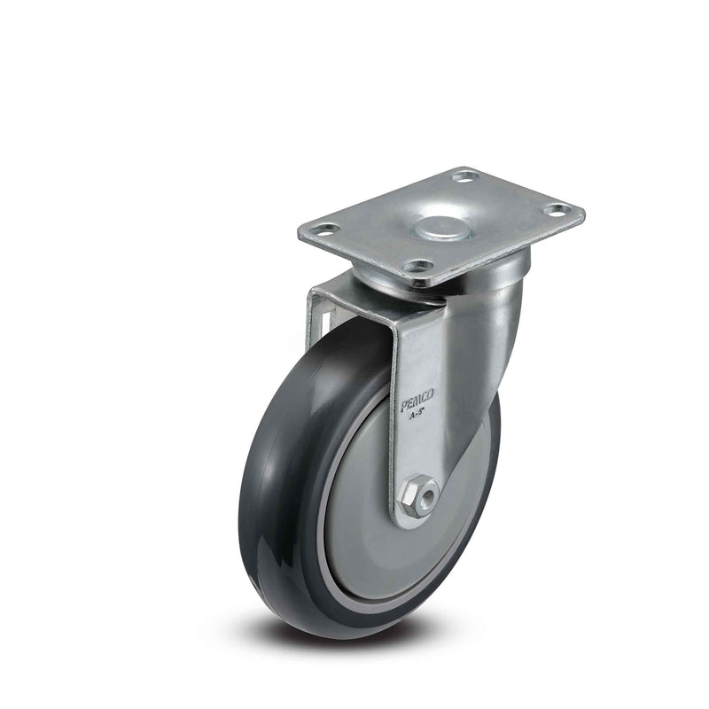 Main view of a Pemco Casters 5" x 1.25" wide wheel Swivel caster with 2-5/8" x 3-3/4" top plate, without a brake, Thermo-Urethane wheel and 350 lb. capacity part