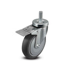 Main view of a Pemco Casters 5" x 1.25" wide wheel Swivel caster with 1/2"-13 x 1-1/2" stud, with a top total locking brake, Thermoplastic Rubber wheel and 325 lb. capacity part