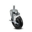 Main view of a Pemco Casters 5" x 1.25" wide wheel Swivel caster with 1/2"-13 x 1-1/2" stud, with a side locking brake, Polypropylene wheel and 325 lb. capacity part