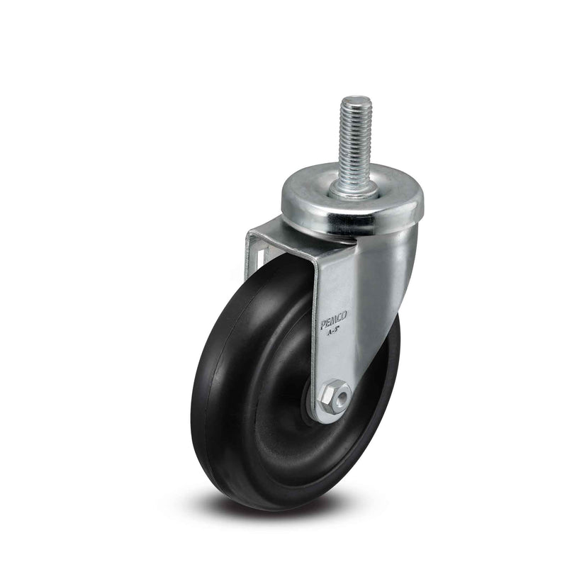 Main view of a Pemco Casters 5" x 1.25" wide wheel Swivel caster with 1/2"-13 x 1-1/2" stud, without a brake, Polypropylene wheel and 325 lb. capacity part