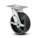 Main view of a Pemco Casters 8" x 2" wide wheel Swivel caster with 4" x 4-1/2" top plate, with a side locking brake, Polypropylene HD wheel and 900 lb. capacity part
