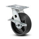 Main view of a Pemco Casters 4" x 2" wide wheel Swivel caster with 4" x 4-1/2" top plate, with a side locking brake, Polypropylene HD wheel and 500 lb. capacity part