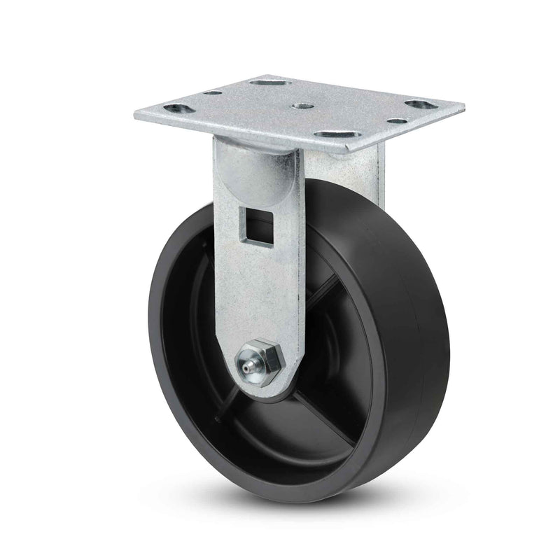 Main view of a Pemco Casters 4" x 2" wide wheel Rigid caster with 4" x 4-1/2" top plate, without a brake, Polypropylene HD wheel and 500 lb. capacity part