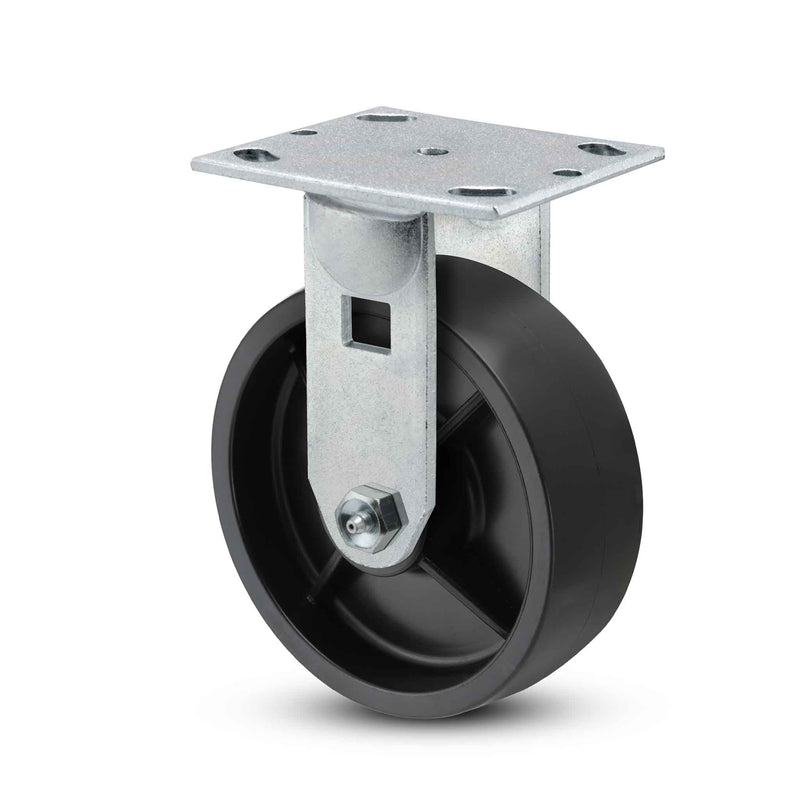 Main view of a Pemco Casters 5" x 2" wide wheel Rigid caster with 4" x 4-1/2" top plate, without a brake, Polypropylene HD wheel and 600 lb. capacity part