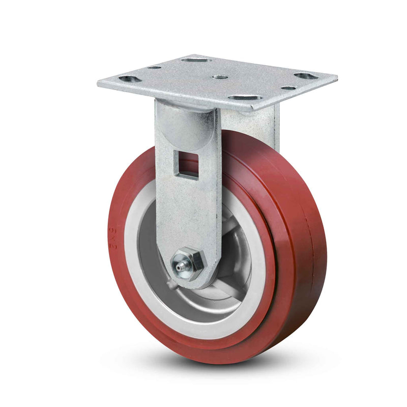 Main view of a Pemco Casters 6" x 2" wide wheel Rigid caster with 4" x 4-1/2" top plate, without a brake, Thermo-Urethane wheel and 720 lb. capacity part