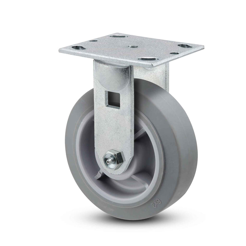 Main view of a Pemco Casters 5" x 2" wide wheel Rigid caster with 4" x 4-1/2" top plate, without a brake, Thermo-Rubber (Flat) wheel and 350 lb. capacity part