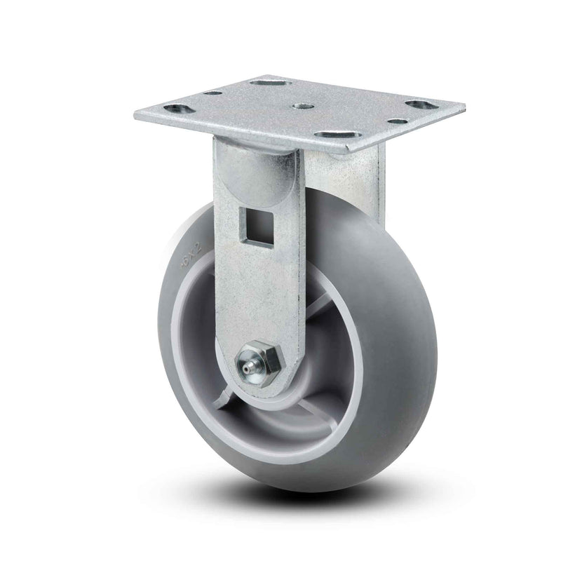 Main view of a Pemco Casters 8" x 2" wide wheel Rigid caster with 4" x 4-1/2" top plate, without a brake, Thermo-Rubber (Donut) wheel and 600 lb. capacity part